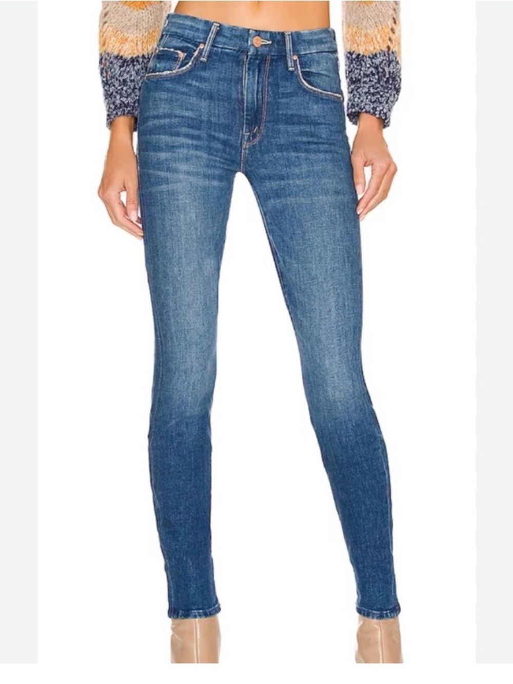 Mother The Looker ‘Where is my mind?’ High-Rise Skinny Jeans in Medium Blue 29